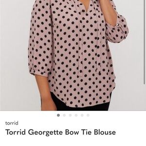 Torrid Light Pink and Black Polka Dot Blouse